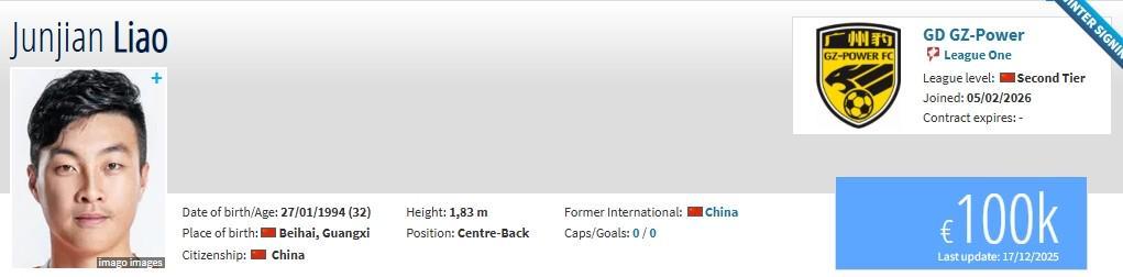 九游体育app下载-德转：原梅州队长廖均健、原陕西门将陈俊旭加盟广州豹